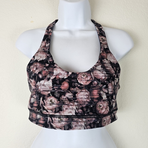 Lululemon Break Free Longline Sports Bra Peony Floral Print Size 12 - Picture 2 of 12